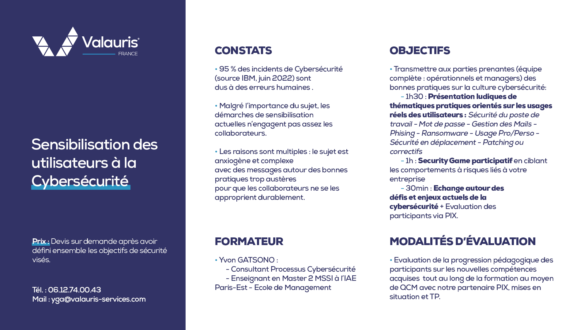 Formation Sensibilisation à la cybersécurité