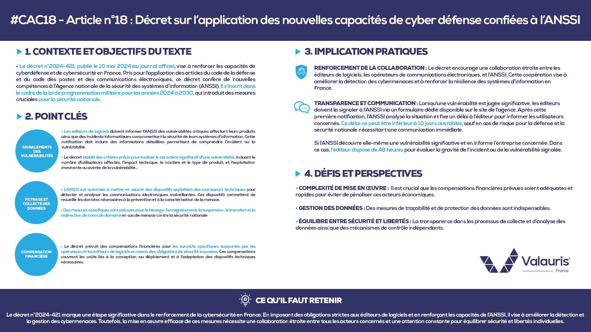#CAC18 – Article n°18 : Décret sur l’application des nouvelles capacités de cyber défense confiées à l’ANSSI